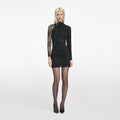 Black Rhinestone Mesh Cut Out Mini Dress