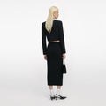 Black Textured Knit Midi Skirt
