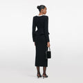 Black Floral Textured Knit Midi Dress