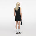 Black Crepe Crystal Trim Mini Dress