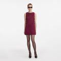 Burgundy Satin Cut Out Mini Dress