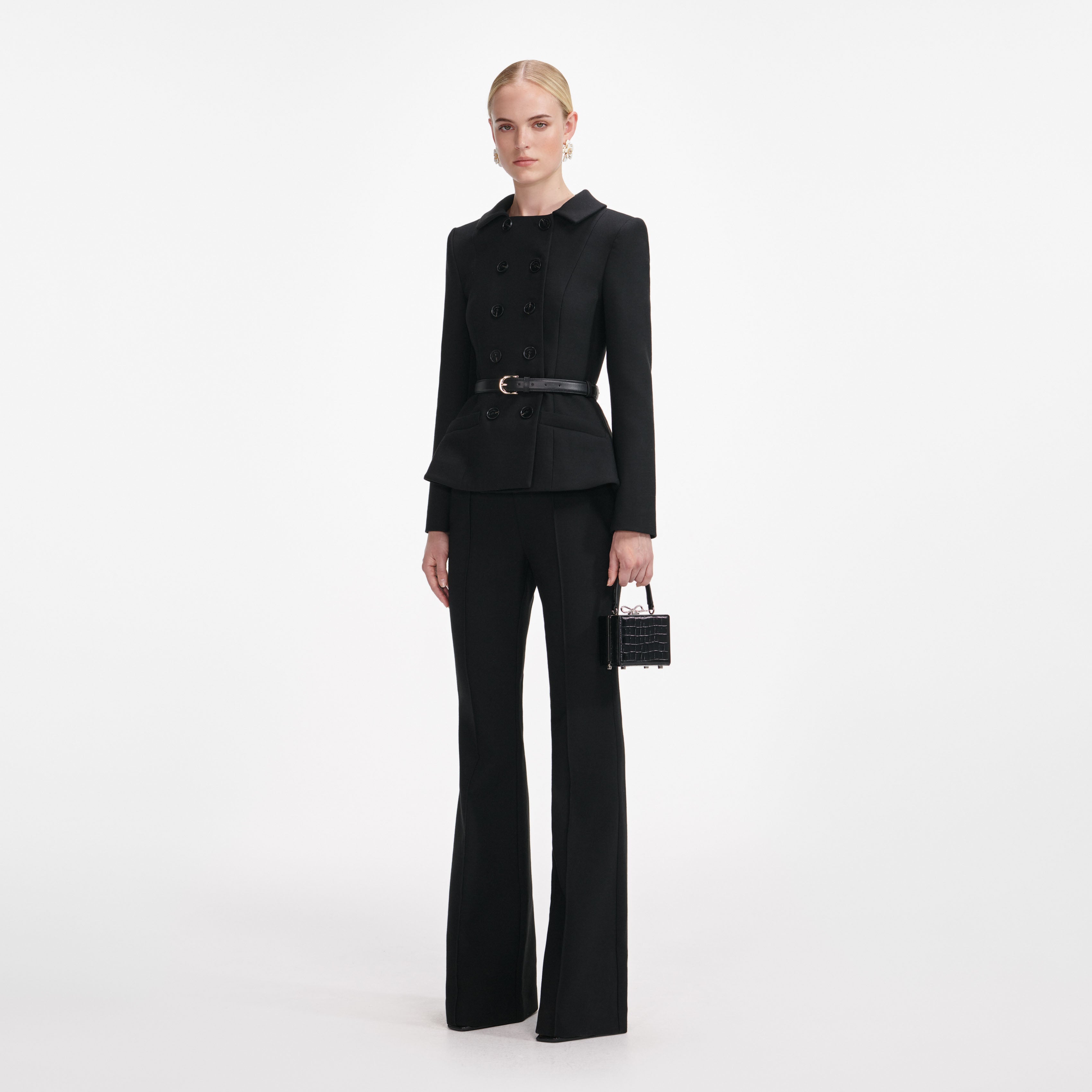 Black Wool Double Breasted Jumpsuit