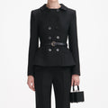 Black Wool Double Breasted Jumpsuit