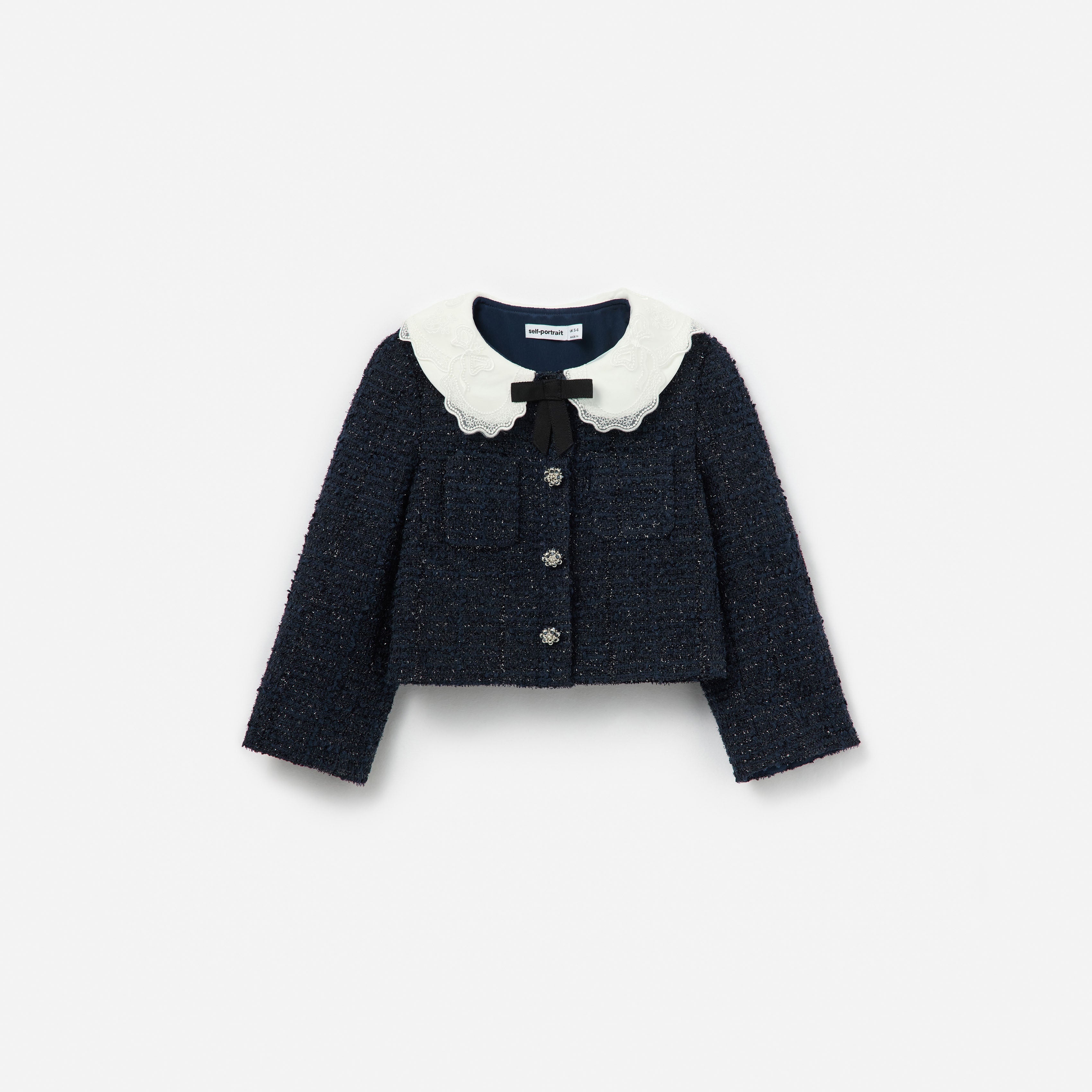 Navy Boucle Collared Jacket