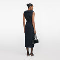 Navy Boucle Midi Dress