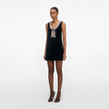 Black Velvet Bow Mini Dress