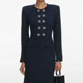 Navy Textured Knit Midi Dress