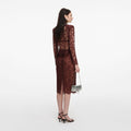 Brown Floral Lace Midi Skirt