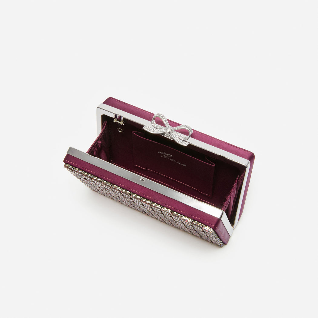 Inside view of a Burgundy Chainmail Clutch Bag