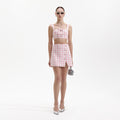 Pink Check Boucle Crop Top