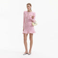 Pink Check Knit Mini Dress