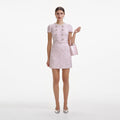 Pink Boucle Pearl Mini Dress