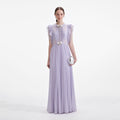 Lilac Chiffon Ruffle Maxi Dress