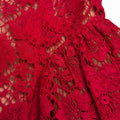 Red Fine Lace Flared Mini Dress