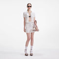 White Sequin Crochet Mini Skirt