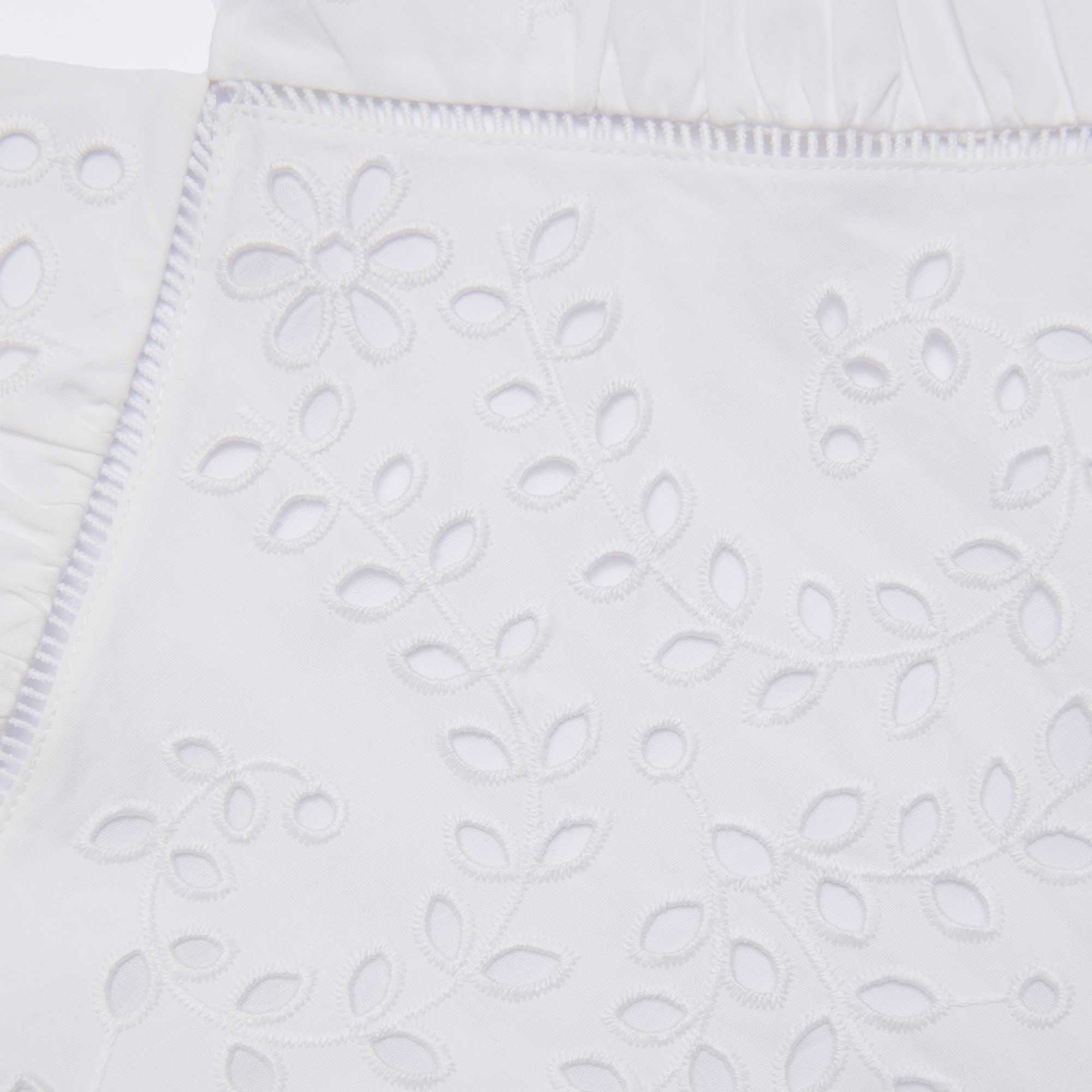 White Cotton Embroidered Strappy Midi Dress