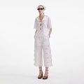 Cream Linen Embroidered Trousers