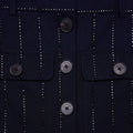 Navy Rhinestone Pinstripe Midi Skirt