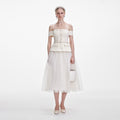 Cream Boucle Tulle Midi Dress