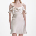 Champagne Flower Satin Mini Dress