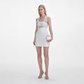 White Crepe Pearl Bow Mini Dress