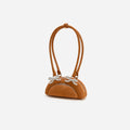 Brown Suede Curved Mini Shoulder Bag