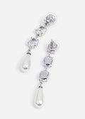 Tiered Crystal Pearl Droplet Earrings