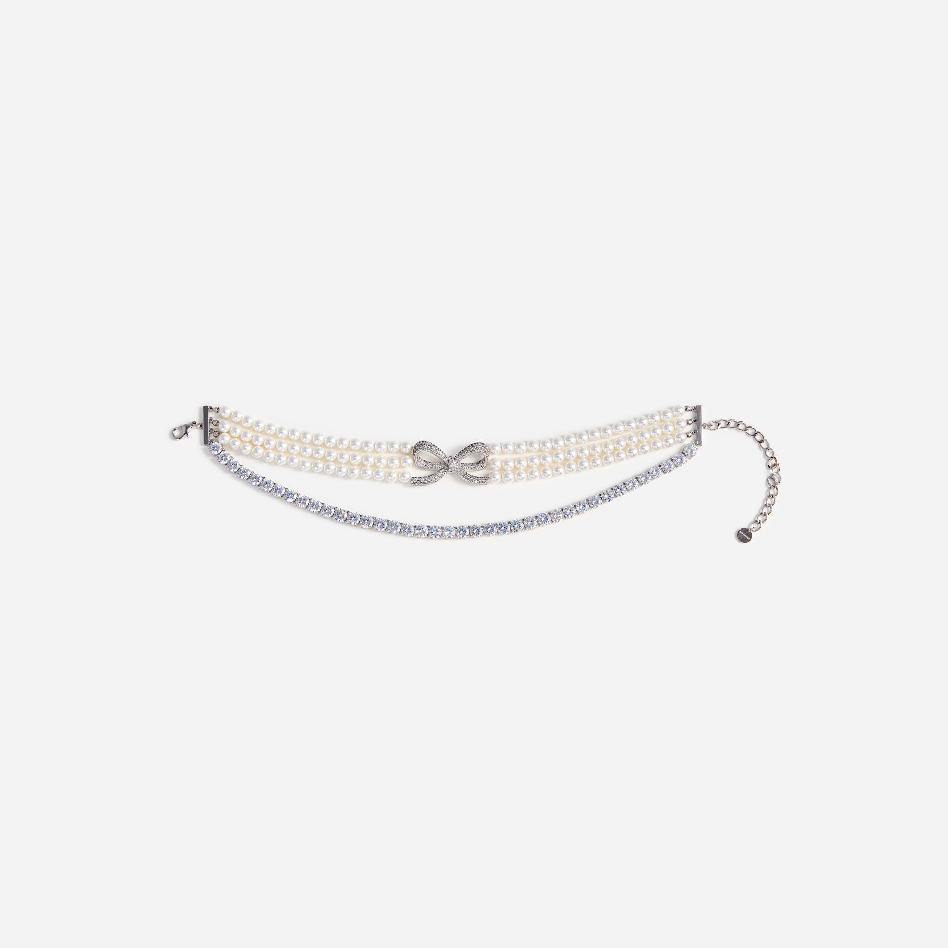 A photo of the Pearl Crystal Bow Choker