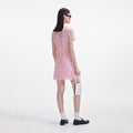 Pink Lace Contrast Collared Mini Dress