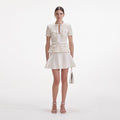 Cream Sequin Knit Mini Dress
