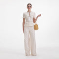 Cream Sequin Knit Top