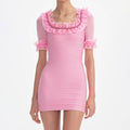 Pink Ruffle Knit Mini Dress