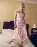 Pink Crochet Lace Midi Dress