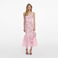 Pink Crochet Lace Midi Dress