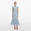 Blue Crochet Lace Midi Dress