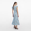 Blue Crochet Lace Midi Dress