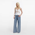 White Satin Lace Top