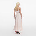 Blush Satin Lace Midi Dress