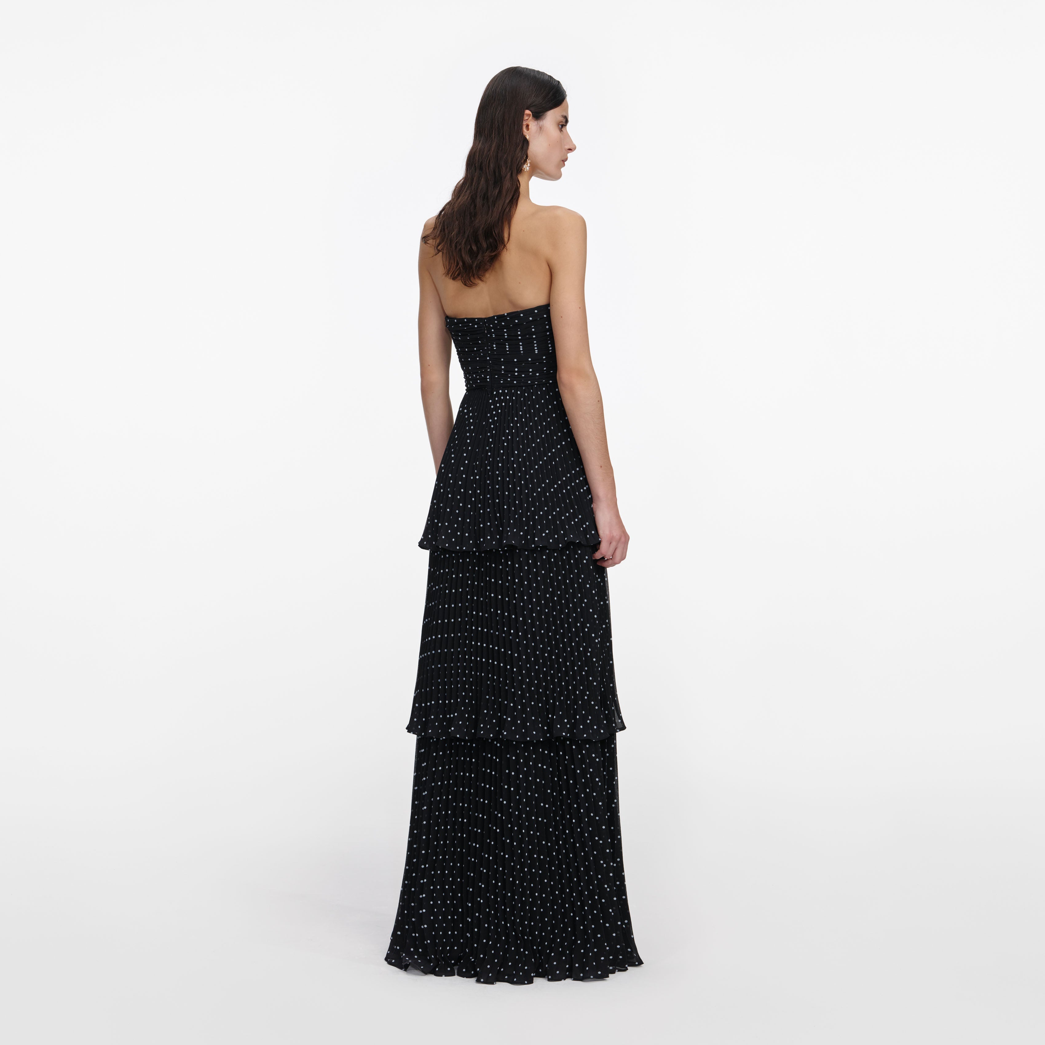 Black Polka Dot Tiered Maxi Dress