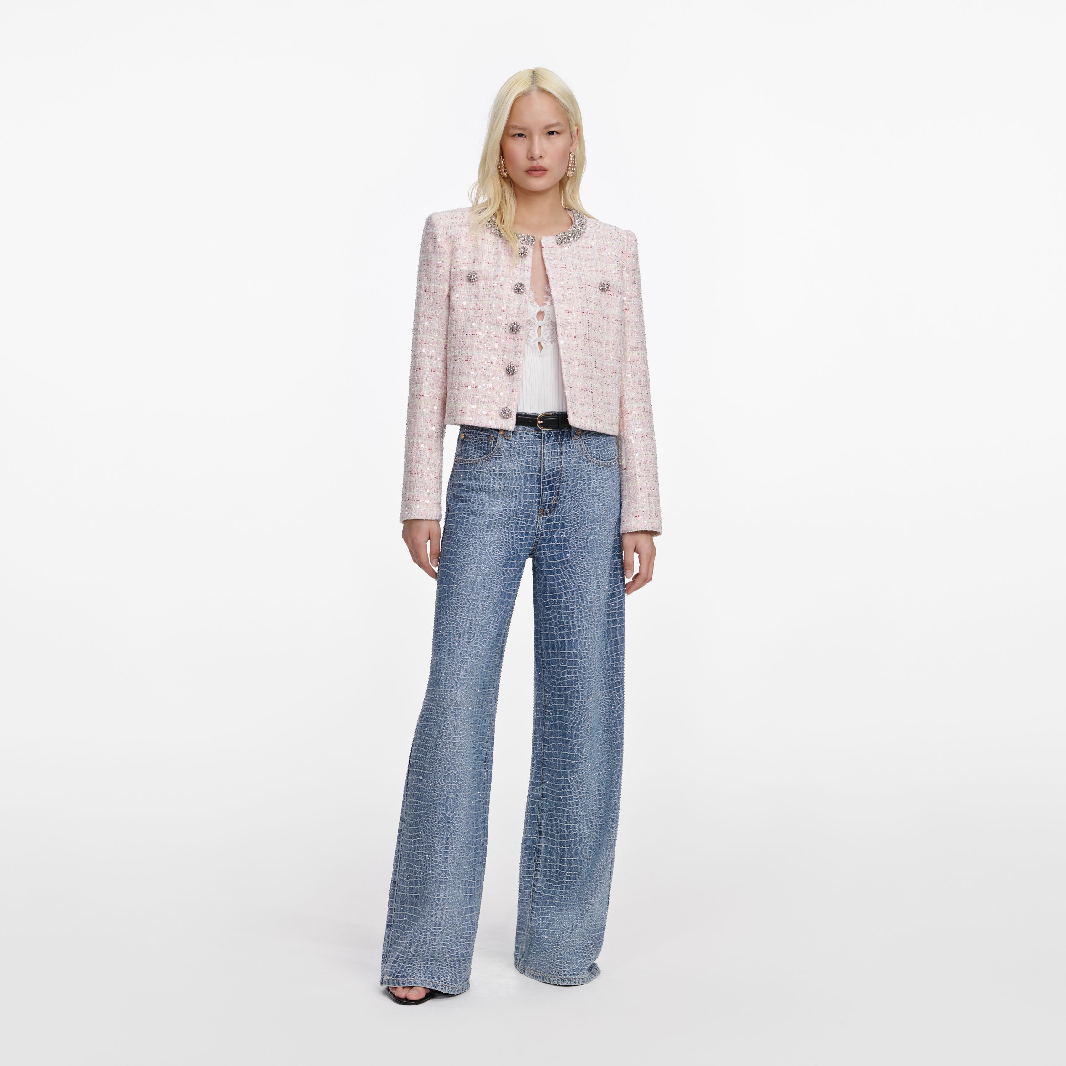 Pink Sequin Boucle Jacket