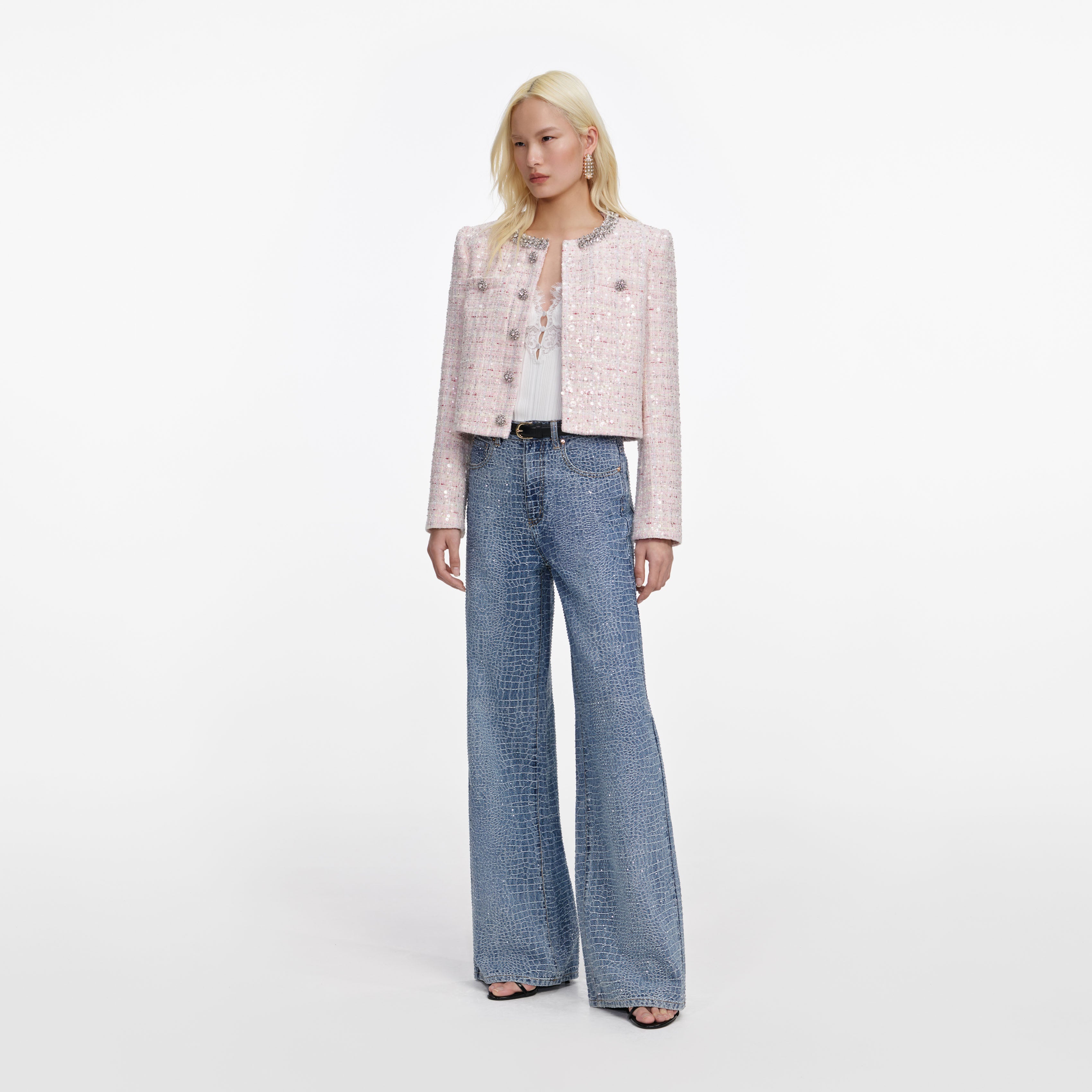 Pink Sequin Boucle Jacket