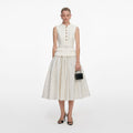 Cream Boucle Polka Dot Midi Dress
