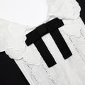 Black Crepe Lace Bib Mini Dress