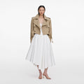 Beige Cropped Trench Jacket