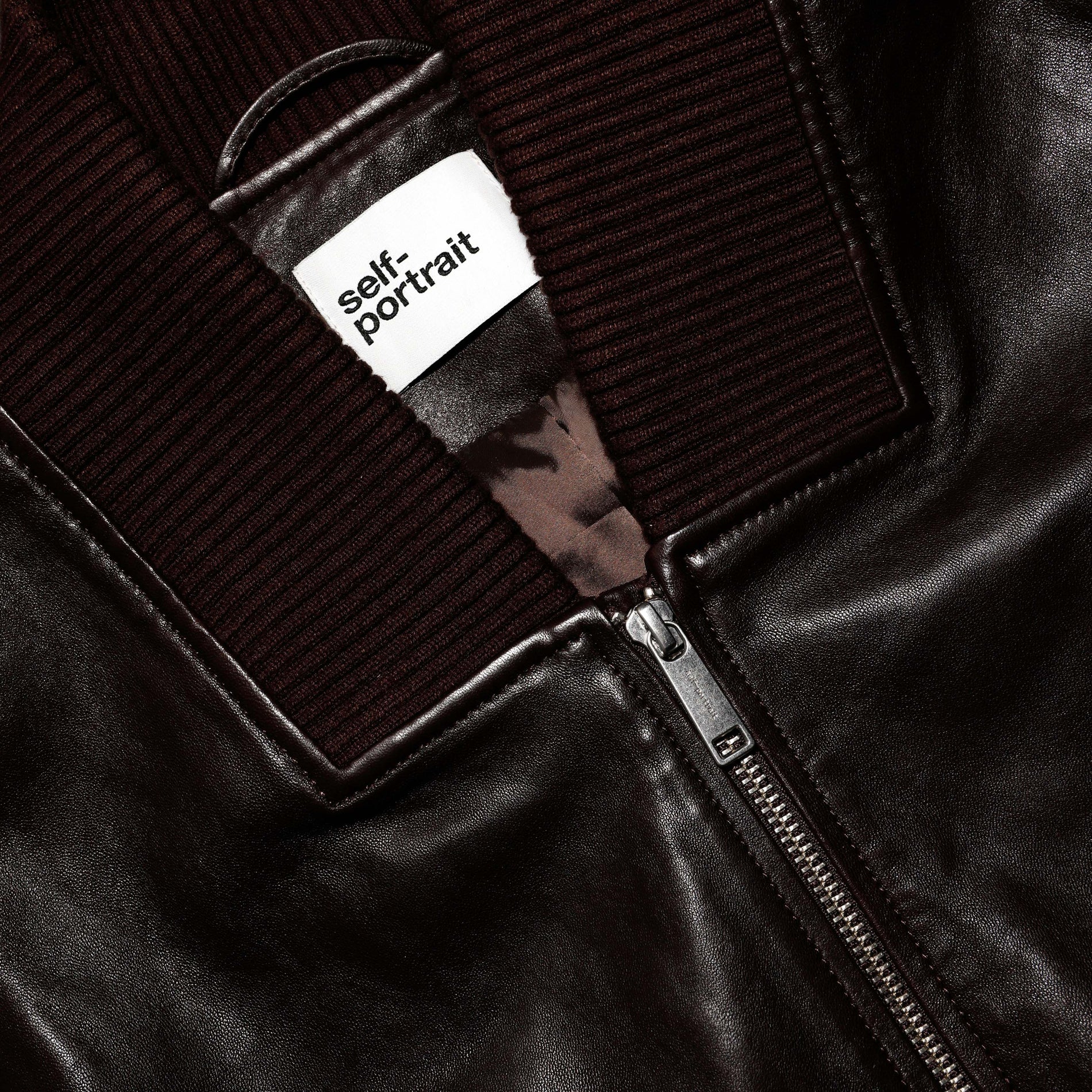 A close up of the fabric for the Brown Leather Jacket