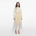 Yellow Satin Lace Midi Dress