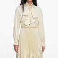 Yellow Satin Lace Midi Dress