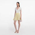 Yellow Pointelle Knit Mini Skirt