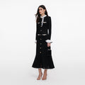 Black Lace Trim Knit Midi Dress