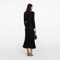Black Lace Trim Knit Midi Dress